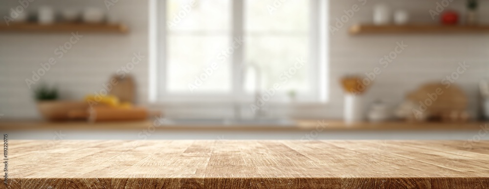A kitchen podium background with a wooden platform, perfect for culinary product showcases. Generative AI A kitchen podium background with a wooden platform, perfect for culinary product showcases. Generative AI
