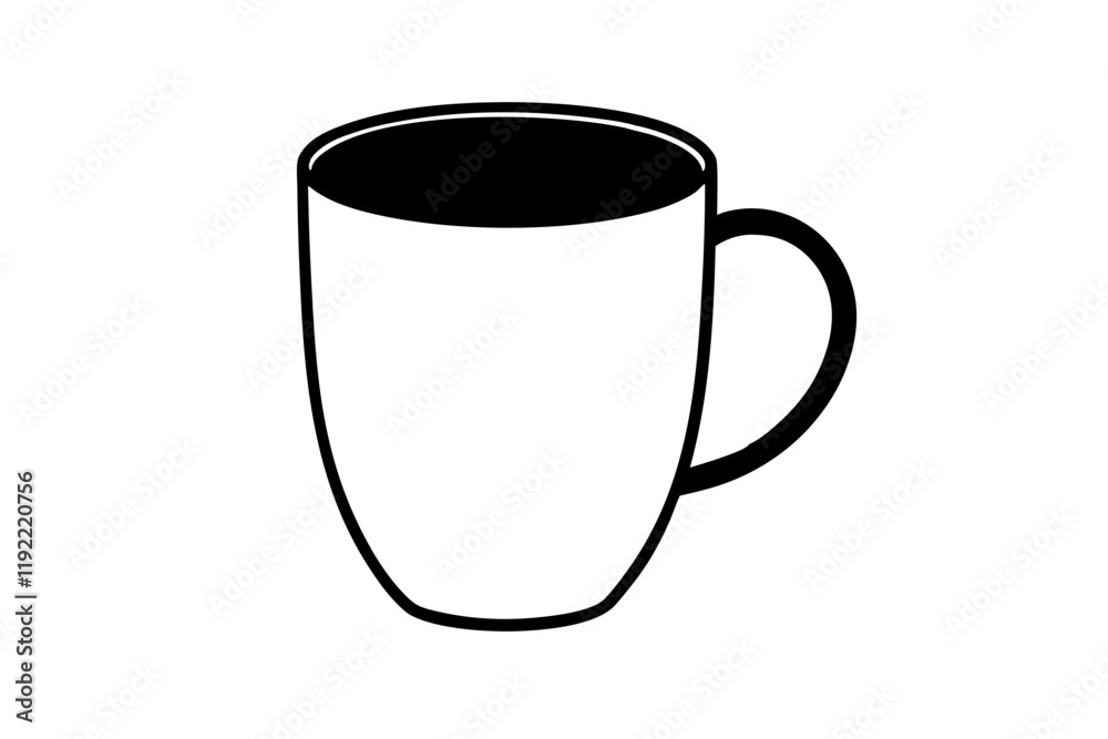 Stylish Mug Silhouette Icon on a Clean White Background Stylish Mug Silhouette Icon on a Clean White Background