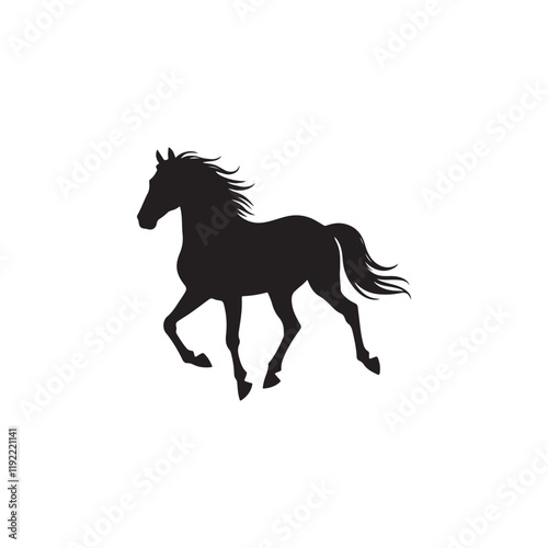 Majestic Running Horse Silhouette - Elegant and Powerful Black. horse vector