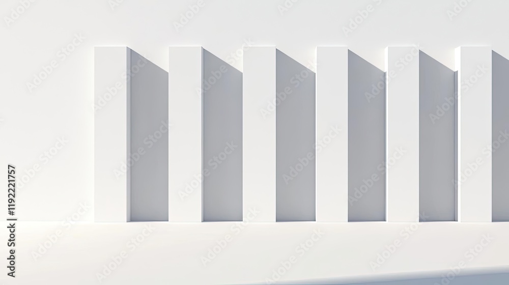 Minimal symmetry concept. Minimalistic architecture featuring a series of white geometric structures with shadows. Minimal symmetry concept. Minimalistic architecture featuring a series of white geometric structures with shadows.