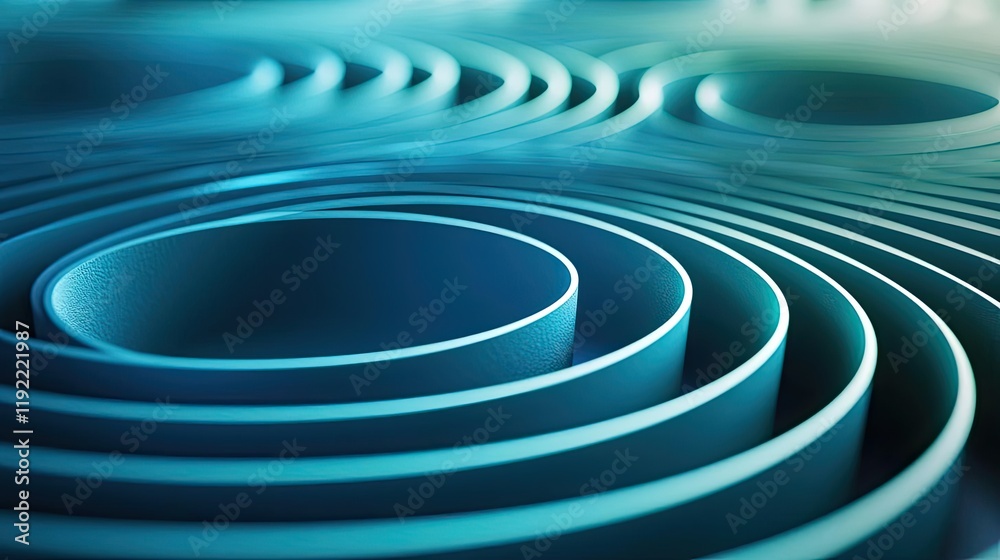 Fototapeta premium Symmetry gradient idea. Abstract circles in a vivid blue gradient, perfect for modern design projects and backgrounds.