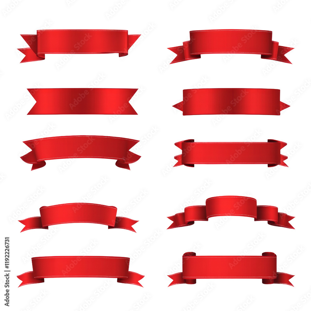 A set of red ribbons with a white background A set of red ribbons with a white background