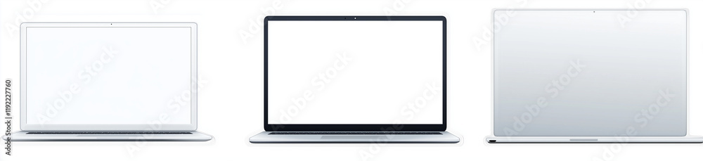 Set of laptop with blank screen isolated on a transparent background, PNG file for mock-up template. Set of laptop with blank screen isolated on a transparent background, PNG file for mock-up template.