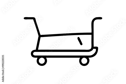 Stylish Trolley Silhouette Icon on Clean White Background