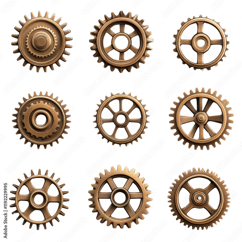 A set of gears with different sizes and shapes