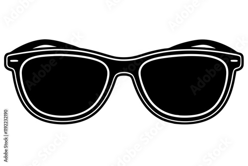 Trendy Sunglasses Silhouette Icon on Clean White Background