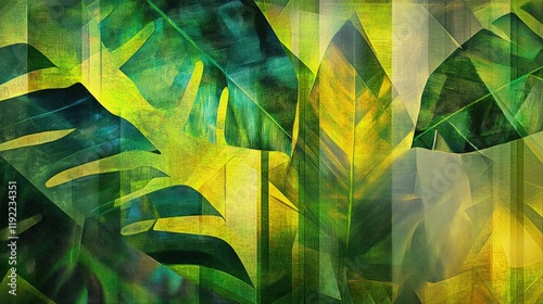 Abstract digital illustration featuring overlapping geometric shapes