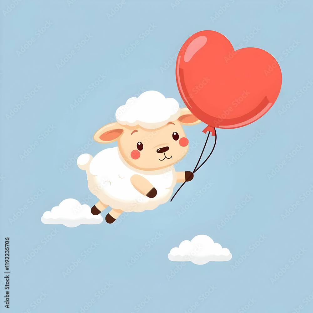 Cute Sheep Floating With Balloon Cartoon Vector Icon Illustration Animal Nature Icon Isolated Flat Cute Sheep Floating With Balloon Cartoon Vector Icon Illustration Animal Nature Icon Isolated Flat