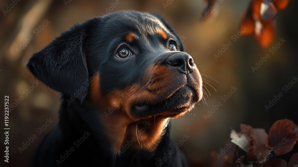 A black and brown dog is looking at the camera A black and brown dog is looking at the camera
