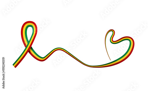 Foto 3d Flag Of Guinea Heart Shape Shiny Wavy Awareness Ribbon Flag On White Backgrou