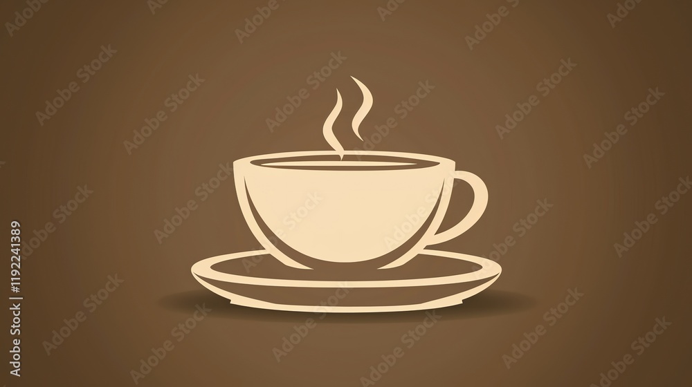 A simple, stylized illustration of a cup of coffee on a brown background. A simple, stylized illustration of a cup of coffee on a brown background.