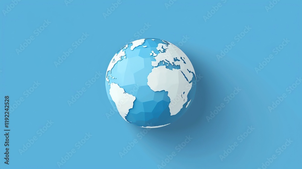 A simple paper-craft globe on a blue background. A simple paper-craft globe on a blue background.