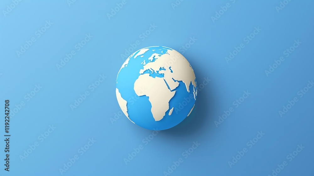A paper-style globe on a blue background. A paper-style globe on a blue background.
