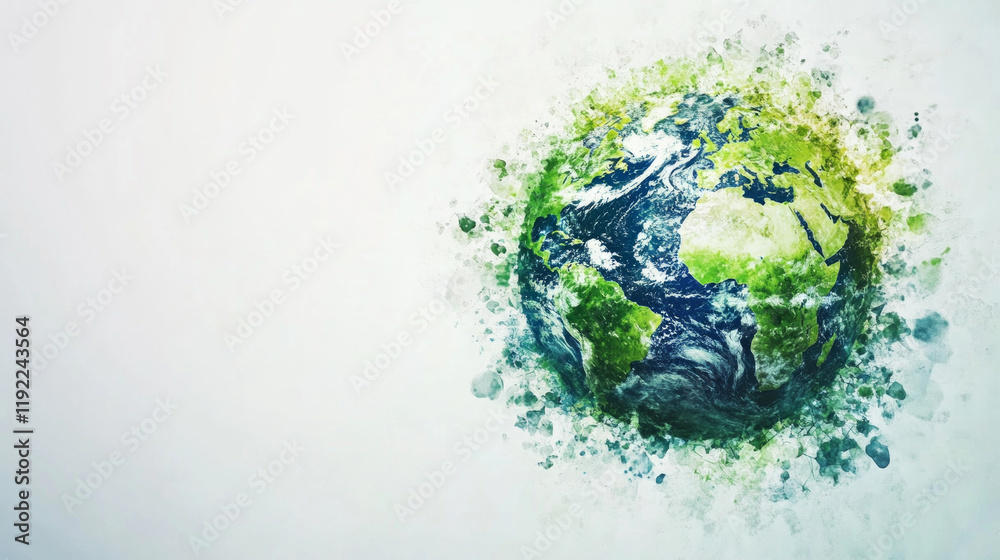 A green and blue planet with a white background A green and blue planet with a white background