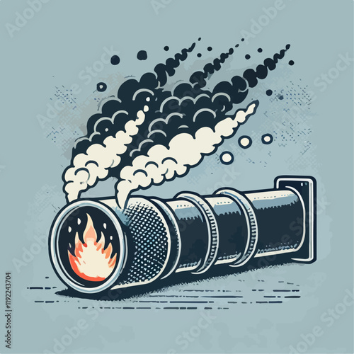 illustration exhaust with fire 