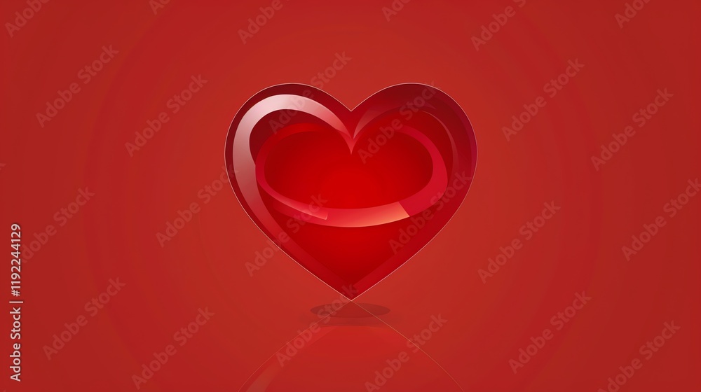A shiny red heart with a swirl inside on a red background. A shiny red heart with a swirl inside on a red background.