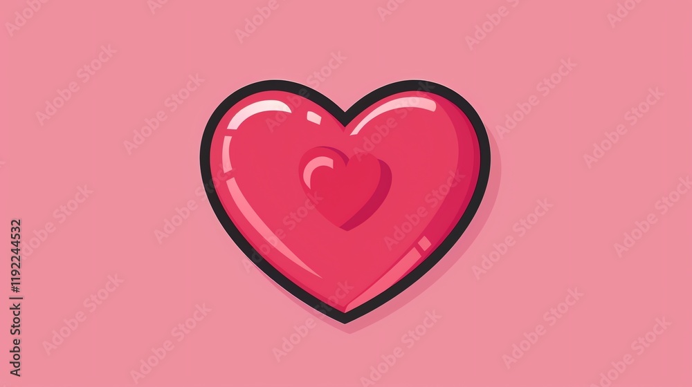 A pink heart with a smaller heart inside on a pink background. A pink heart with a smaller heart inside on a pink background.