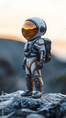 Digital technology astronaut on the moon poster background photo