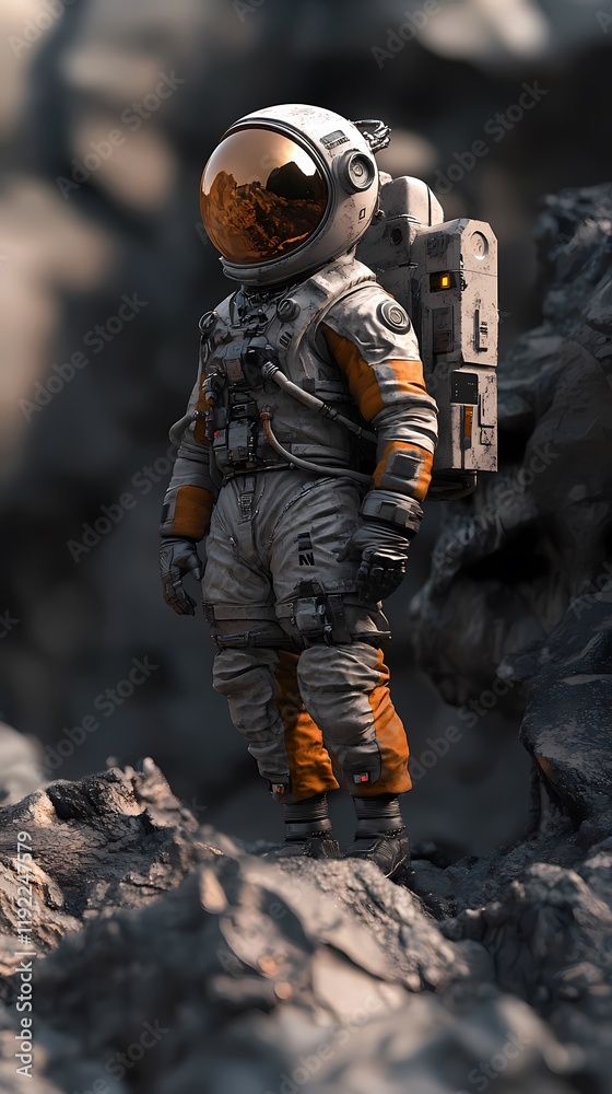 Fototapeta premium Digital technology astronaut on the moon poster background