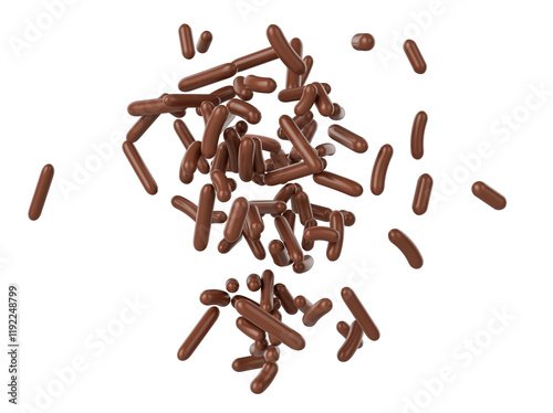 Chocolate Sprinkles For Cakes And Bakery Items Falling From Top 3D Illustration