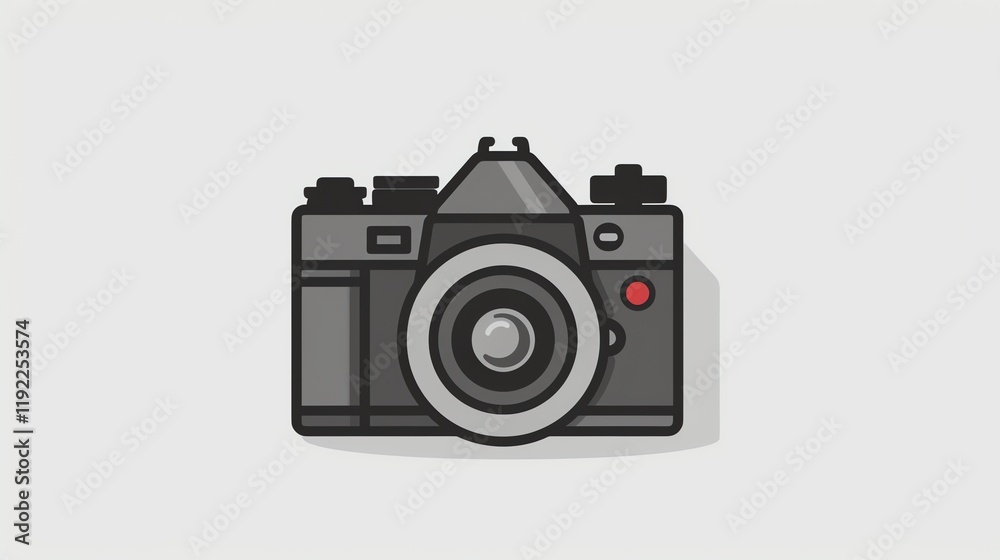 A simple illustration of a black and white camera on a blue background. A simple illustration of a black and white camera on a blue background.