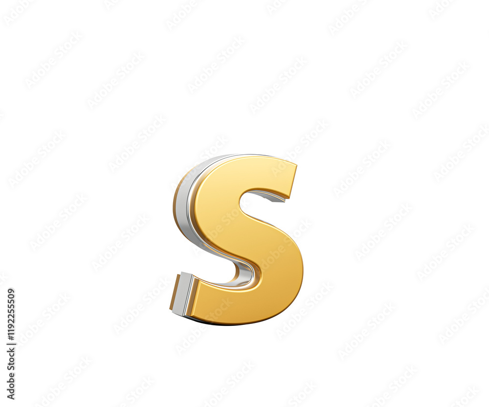 Shiny Golden Small Letter s Gleams With Its Sleek Modern Design With Sharp Edges 3D Illustration Shiny Golden Small Letter s Gleams With Its Sleek Modern Design With Sharp Edges 3D Illustration