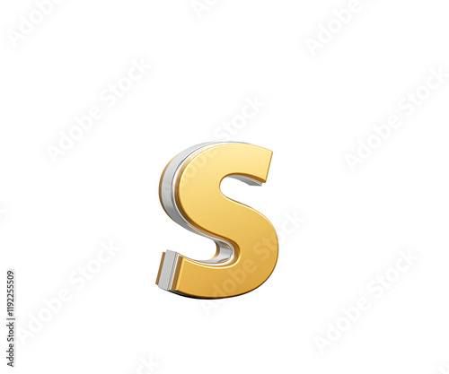 Shiny Golden Small Letter s Gleams With Its Sleek Modern Design With Sharp Edges 3D Illustration photo