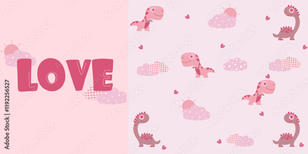 Baby pattern, cute dinosaur, baby shower greeting card, seamless animal pattern background, cute vector texture for baby bedding, fabric, wallpaper, gift wrapping paper, textile, t-shirt printing. Baby pattern, cute dinosaur, baby shower greeting card, seamless animal pattern background, cute vector texture for baby bedding, fabric, wallpaper, gift wrapping paper, textile, t-shirt printing.