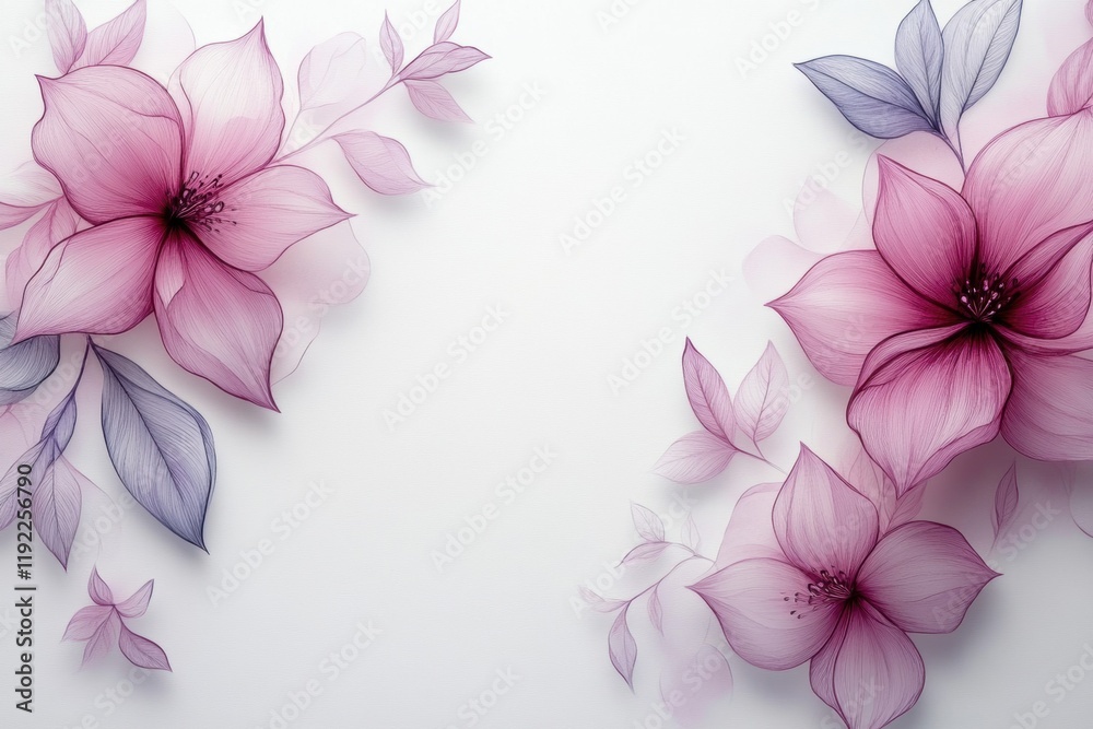 Naklejka premium Elegant floral design with intricate hand-drawn flowers on white background for art and decor