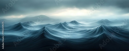 Cloudy abstract background idea. Moody ocean waves under dramatic skies create a serene and powerful seascape.