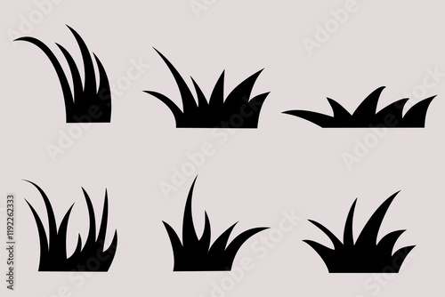 grass silhouette set vector