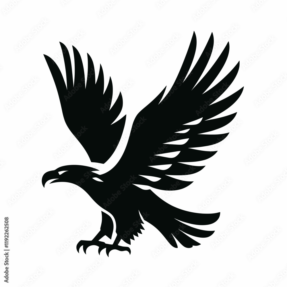 Fototapeta premium very simple flat and minimalist Eagle silhouette in black on a white background