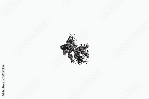 Goldfish vector silhouette black and white image made by adobe illustrator..eps