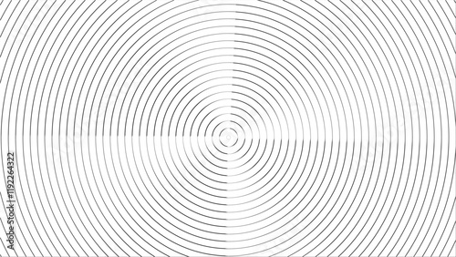 Pattern of concentric circular lines forming an abstract symmetrical design that conveys a sense of optical art and visual harmony. Ideal for backgrounds, design concepts, or optical illusions.