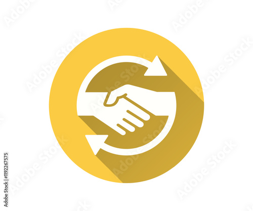 Cooperation flat icon. Simple illustration with long shadow for graphic and web design.