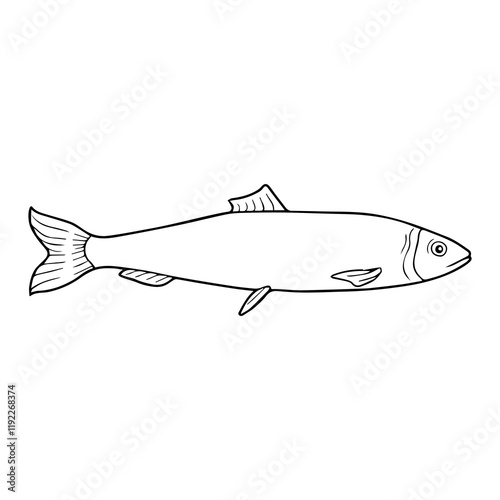 herring fish line vector illustration