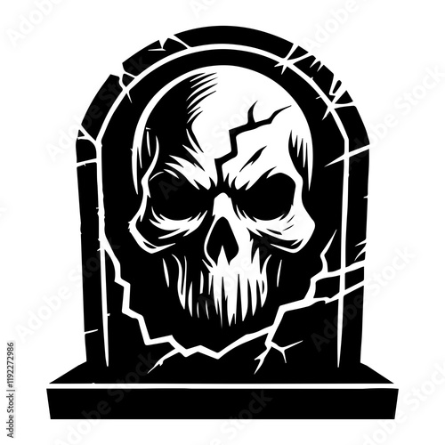 Horror Tombstone Silhouette illustration vector, Gravestone clipart design
