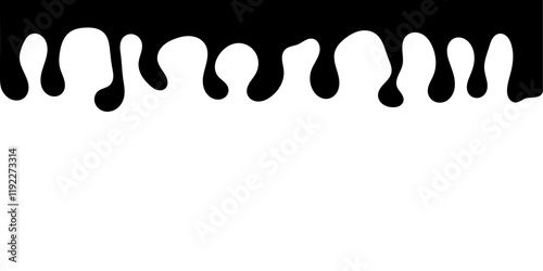 Black Liquid Flowing, spilled, drop, splash, leak concept vector paint drops icon. Ink drip and black Melt Drips. vector illustration.