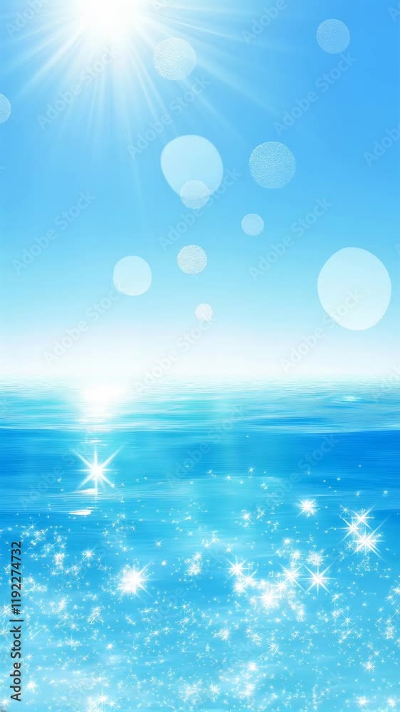 Blurred view of blue sea with sunlight reflections, vertical footage Blurred view of blue sea with sunlight reflections, vertical footage