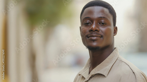 Young professional in casual attire. Shows confidence and modern workplace style