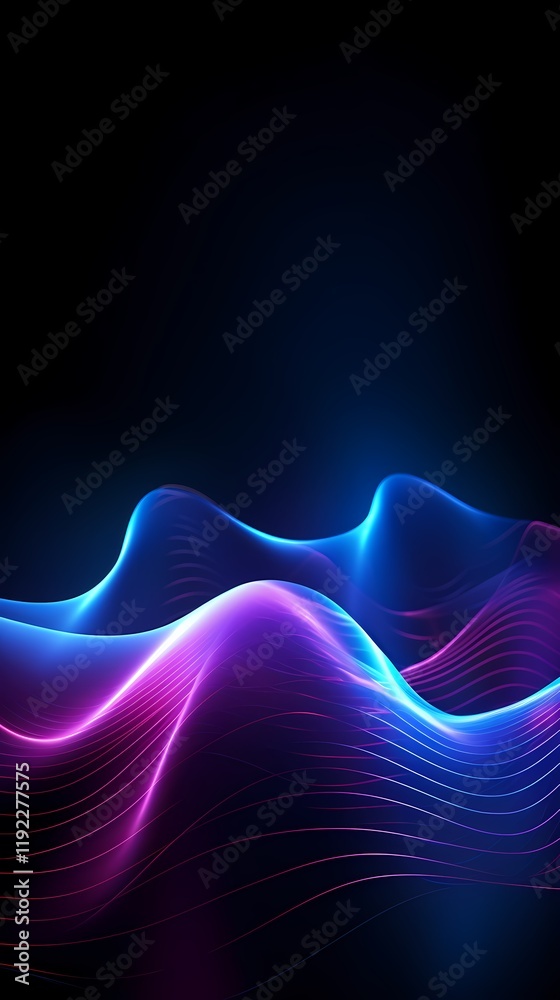 Digital technology blue and purple abstract sound wave poster background Digital technology blue and purple abstract sound wave poster background