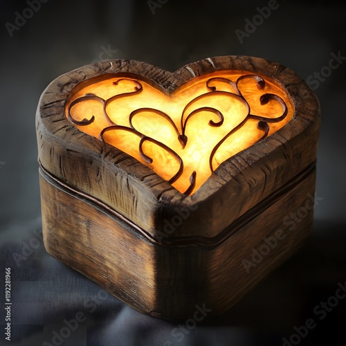 A keepsake box, filled with memories, glowing softly with sentiment and precious symbols of love.
