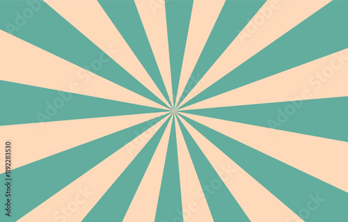 Asymmetrical green and peach retro vintage radial line comic book background. Exploding star burst texture japanese radius cartoon pattern abstract.
