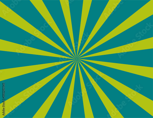 Green and turqoise retro vintage radial line comic book background. Exploding star burst texture japanese radius cartoon pattern abstract.