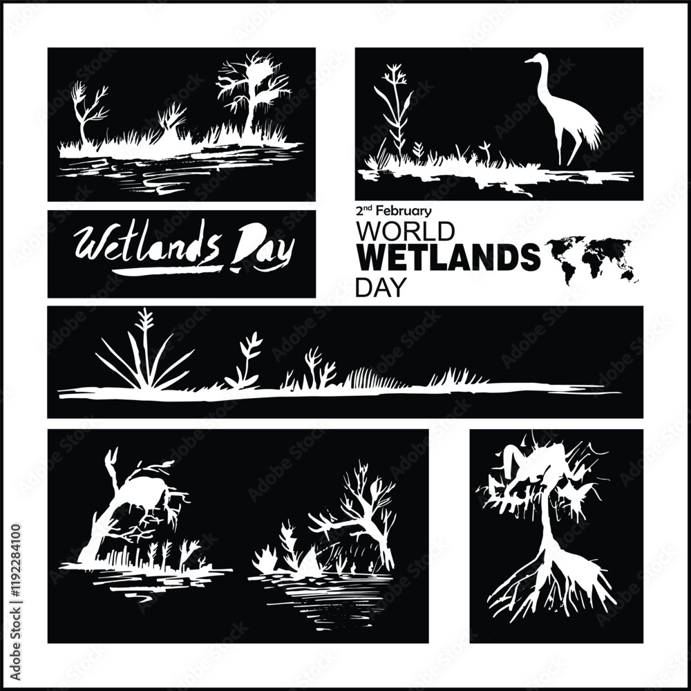 World Wetlands day, 2 February, poster and banner World Wetlands day, 2 February, poster and banner