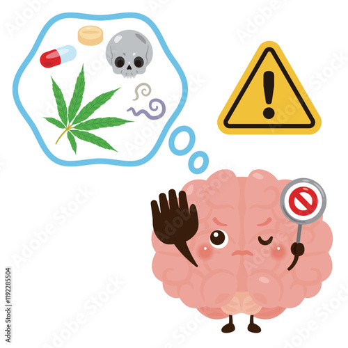 薬物使用を拒否する脳のキャラクター