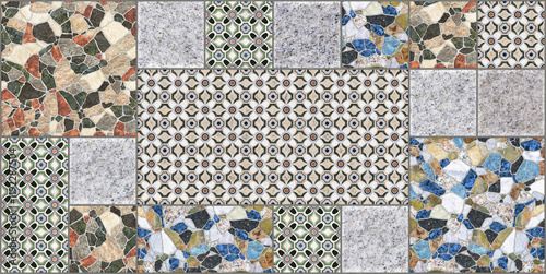 illustration Marble seamless Wall and Floor Tiles with a modern abstract decorative mosaic pattern.