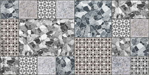 illustration Marble seamless Wall and Floor Tiles with a modern abstract decorative mosaic pattern.