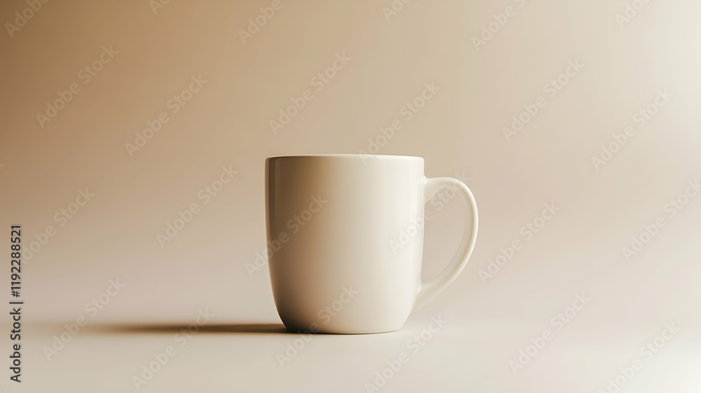 Minimalist White Ceramic Mug Placed on a Soft Beige Background, Highlighting Simplicity and Elegant Design. Generative AI Minimalist White Ceramic Mug Placed on a Soft Beige Background, Highlighting Simplicity and Elegant Design. Generative AI