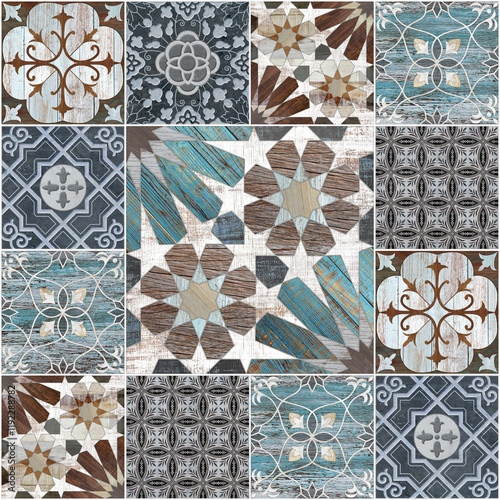 illustration Marble seamless Wall and Floor Tiles with a modern abstract decorative mosaic pattern.